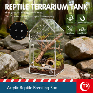 TX House-Shape Jumping Spider Enclosure | Crystal Clear Acrylic Reptile Habitat | Escape-Proof Micro Terrarium for Mantis & Arboreal Slings