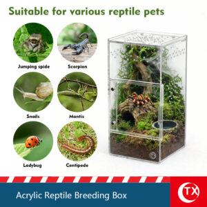 TX Professional Spider Enclosure | 360° Clear View Acrylic Habitat with Magnetic Safety Lock | Escape-Proof Terrarium for Jumping Spiders