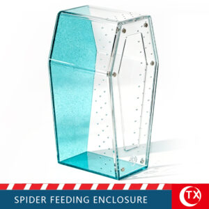 TX Glitter Blue Installation-Free Acrylic Coffin Jumping Spider Enclosure for Slings, Mantis, Isopods and Small Insects