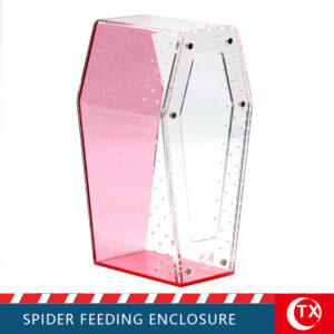 TX Glitter Pink Installation-Free Acrylic Reptile Terrarium Breeding Box Coffin Shaped Acrylic Spider Enclosure Interior