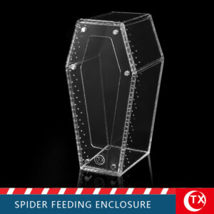 TX Coffin-Shaped Spider Enclosure - Gothic Acrylic Terrarium for Jumping Spiders & Mantis (Small/Large)