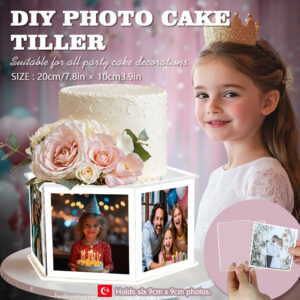 Hexagonal DIY Photo Frame Cake Tier, Clear Acrylic 6-Sided Cake Separator, Personalized Memory Display for Wedding, Birthday, Anniversary & Party Dessert Table Decor