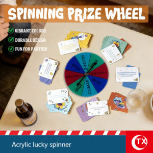 A set of acrylic game tabletop turntable, equipped with an erasable marker pen, colorful drinking game props, suitable for game programs in parties, mall activities, family and school holidays, and can also provide entertainment services for guests at wedding banquets or weddings,Can Be Set with Tasks Or Questions.