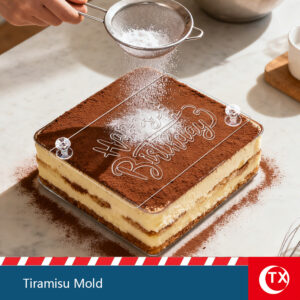 Happy Birthday Tiramisu Sprinkling Mold Baking Sprinkling Mold Reusable Cake Sugar Powder Sieve Birthday Dessert Decorating Tool