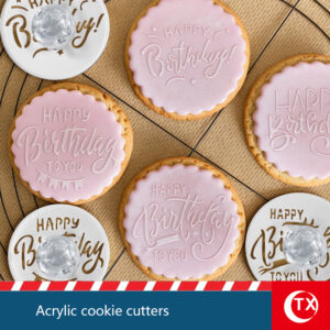 Happy Birthday Acrylic Cookie Embosser Stamp Set | 6Pcs DIY Fondant Baking Mold for Kids & Adults Birthday Party Dessert Decor