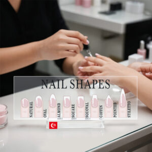 Nail Shapes Acrylic Display Stand | 8 Popular Nail Types Chart for Nail Salon, Manicure Training Tool