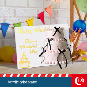 Acrylic Cake Stand with Decorative Backdrop | Detachable Themed Dessert Display for Birthday, Mother's Day & Party Decoration