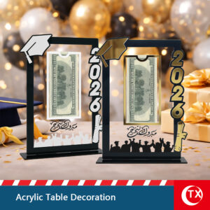2026 Graduation Acrylic Table Decoration Money Holder Frame, Creative Graduation Cap Cash Gift Display, Photo Frame Ornament for Graduation Party Table Decor, Student Gift, Home Desk Decor, Souvenir Favor