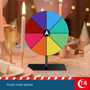 Lucky Wheel, 8 Slots, Swivel Wheel for Prizes, Acrylic, Awards Ceremony, Spinning with Robust Holder, Colour Play for Trade Shows, Parties, Pub, Carnival, 20 cm