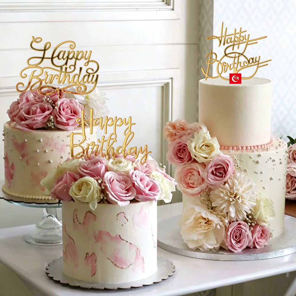 Gold Acrylic Birthday Cake Topper 40/50/60/80 Age Number Style Universal Happy Birthday Topper Party Decoration - Image 3