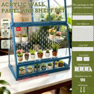IKEA ÅKERBAR Compatible Mini Greenhouse Conversion Kit | 2-in-1 Greenhouse Roof + Pegboard Side Panel with Full Hardware Accessories, 17¾ Inch Cabinet Mod Plant Grow Box, Indoor Seedling Succulent Herb Growing Accessory